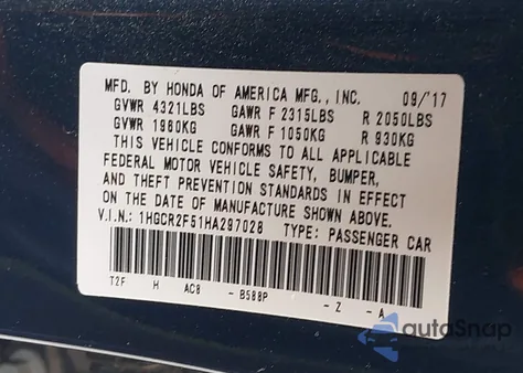 2017 Honda Accord Sport from USA, damaged, VIN 1HGCR2F51HA297028